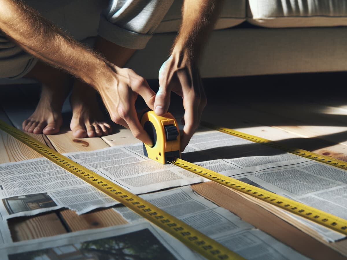 Mätning av golvyta för rätt mattstorlek — använd måttband innan du köper billig matta